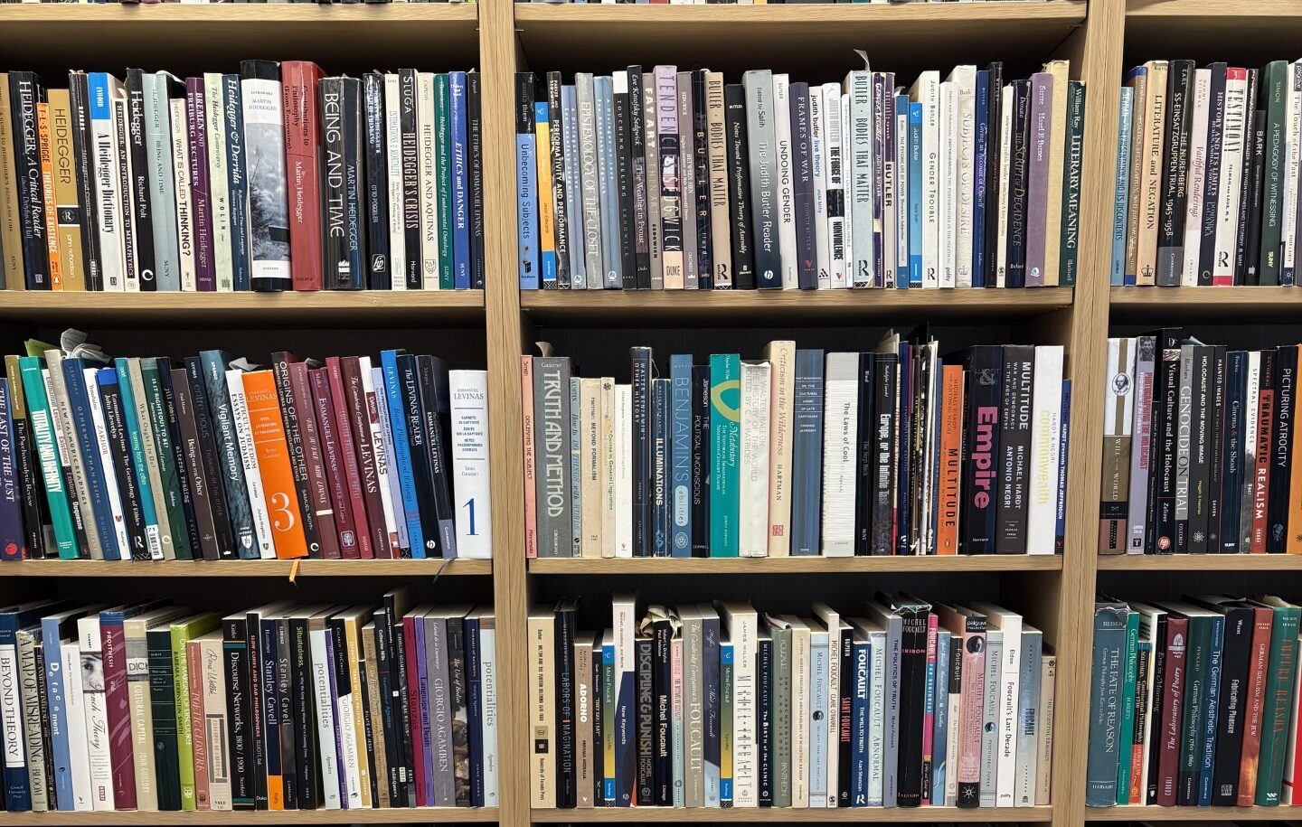 A colour photograph of Dr. Clark's library shelves.