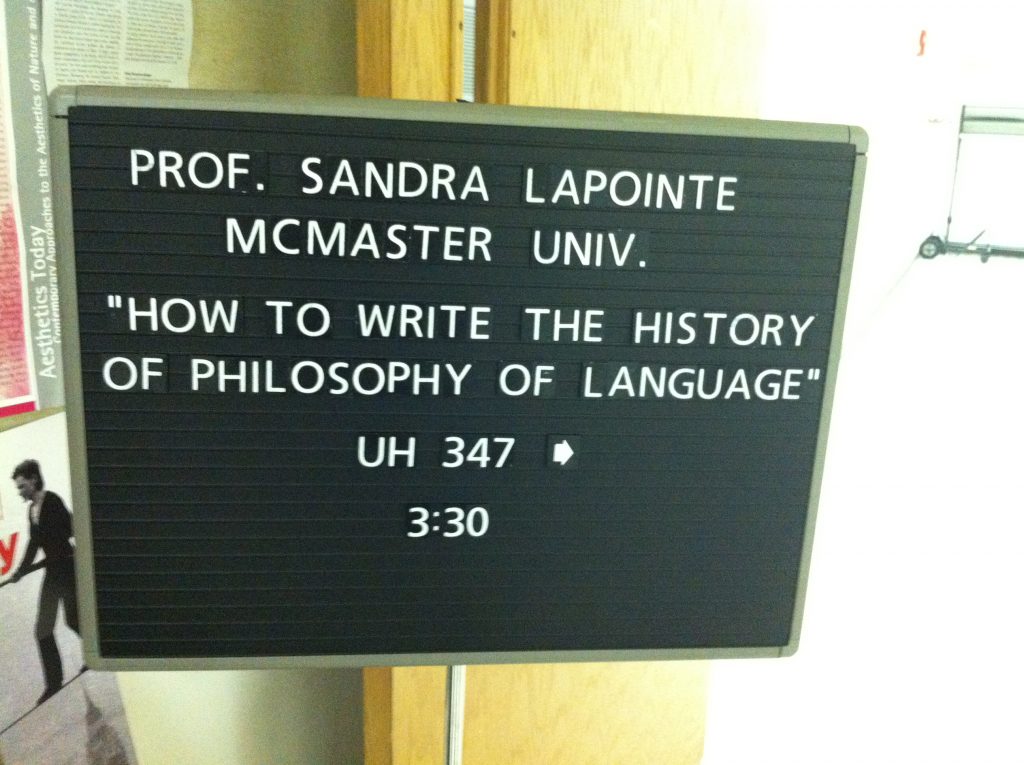 Poster of talk by Sandra Lapointe at OSU
